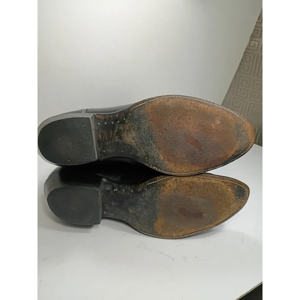 Vtg Sanders Leather Bootmakers Men 10.5 D Cowboy Boots Black Western El Paso
